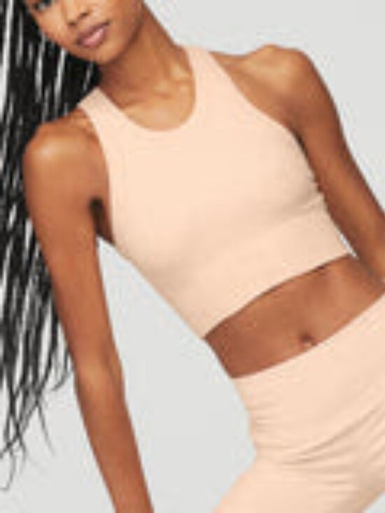 ALO Yoga Other - Alo Yoga Seamless Delight Peachy Glow High Neck Sports Bra Crop Top